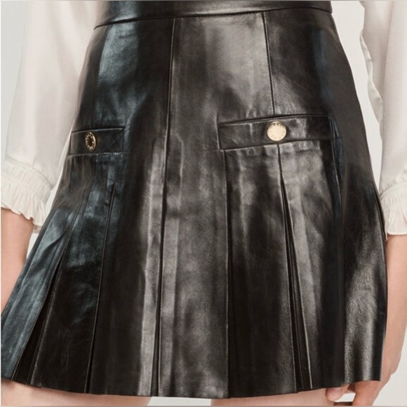 Sandro pleated leather mini skirt - Picture 4 of 7